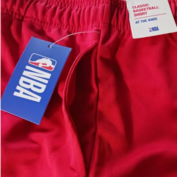 NBA CLASSIC BASKETBALL Shorts -At The Knee- Drawstring elastic waist Red Sz 2XL - Picture 7 of 13